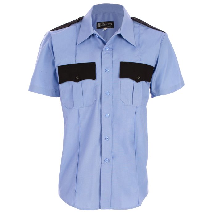 Tact Squad Men’s Two-Tone Polyester/Cotton Short Sleeve Shirt with Hidden Zipper (8013)