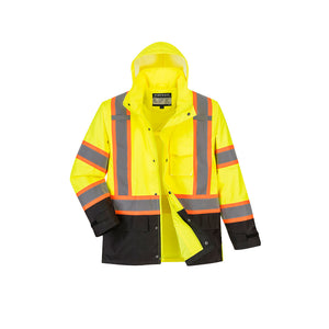 Portwest Hi-Vis Contrast Tape Rain Jacket (US361YBR)